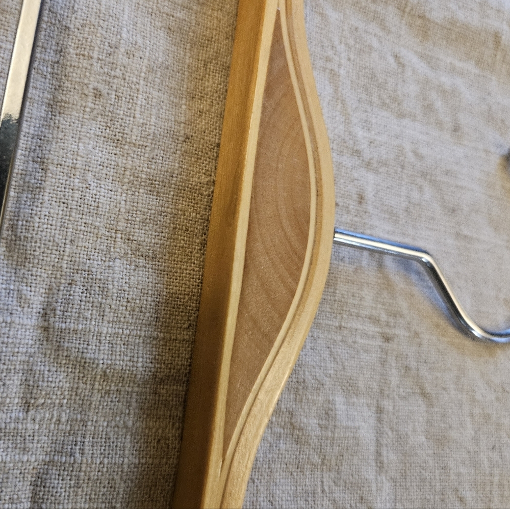 Elegant Wooden Pant Hanger Set - Natural Finish 5 Piece - Picture 3 of 4